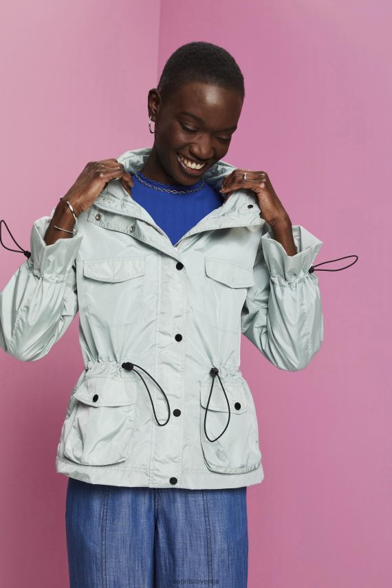 jakne sl Esprit ženske reciklirano: dežna jakna s kapuco svetlo vodno zelena 6X44695