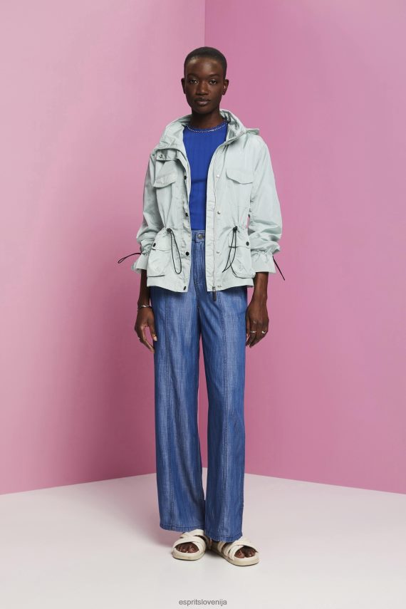 jakne sl Esprit ženske reciklirano: dežna jakna s kapuco svetlo vodno zelena 6X44695