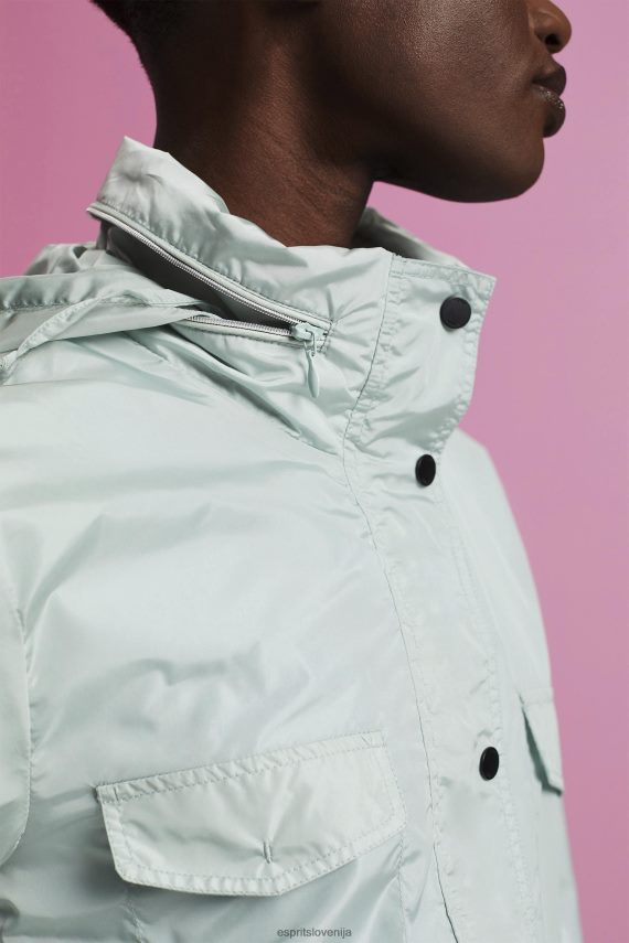 jakne sl Esprit ženske reciklirano: dežna jakna s kapuco svetlo vodno zelena 6X44695
