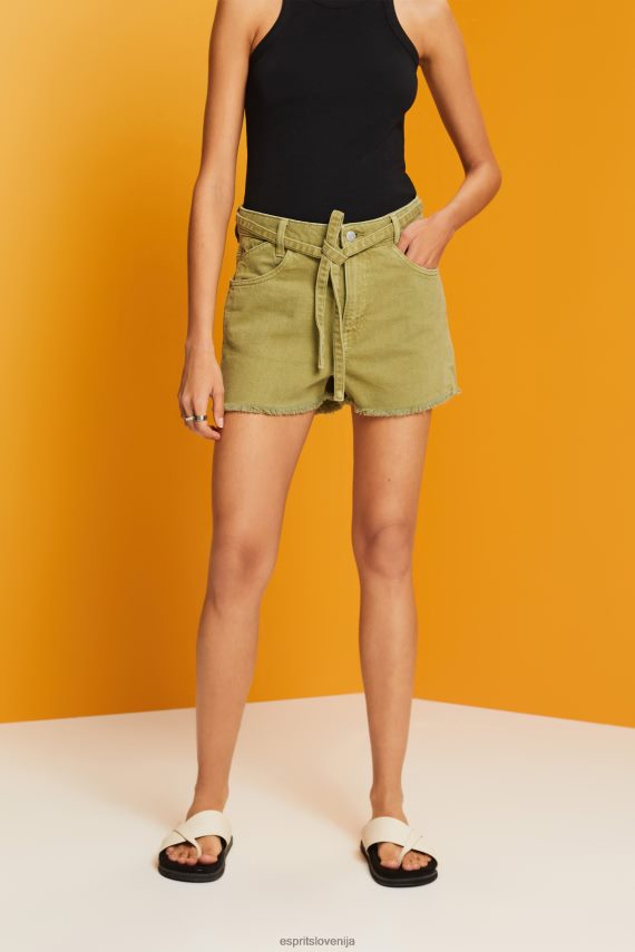 kratke hlače sl Esprit ženske kratke hlače iz jeansa z visokim pasom bela 6X44657