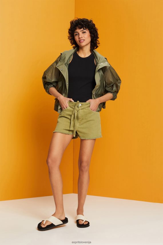 kratke hlače sl Esprit ženske kratke hlače iz jeansa z visokim pasom bela 6X44657