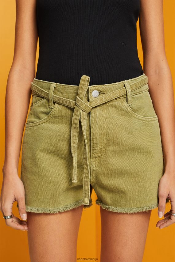 kratke hlače sl Esprit ženske kratke hlače iz jeansa z visokim pasom bela 6X44657