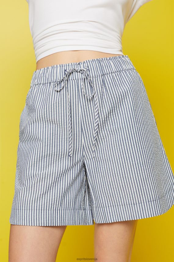 kratke hlače sl Esprit ženske seersucker kratke hlače s črtami, 100% bombaž mornarica 6X44696