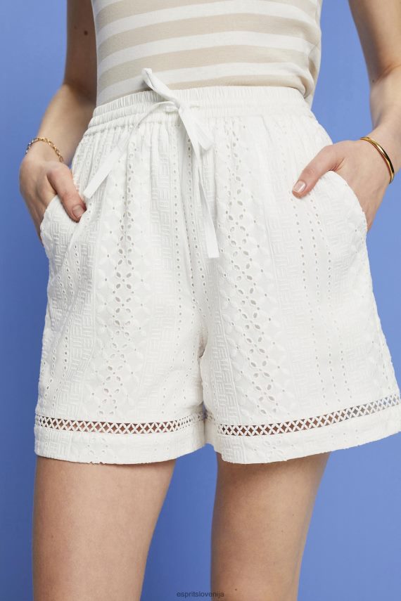 kratke hlače sl Esprit ženske vezene kratke hlače, lenzing ecovero bela 6X446211