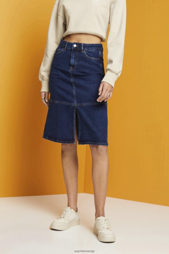 krila sl Esprit ženske jeans krilo do kolen modro srednje pranje 6X446269