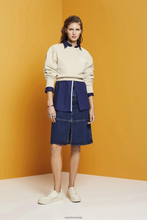 krila sl Esprit ženske jeans krilo do kolen modro srednje pranje 6X446269