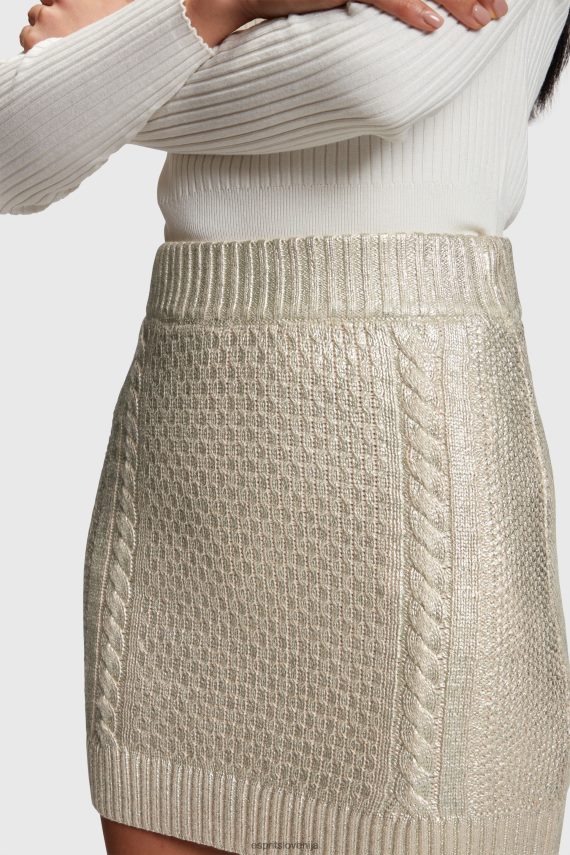 krila sl Esprit ženske kovinsko kabelsko pleteno mini krilo zlato 6X446360