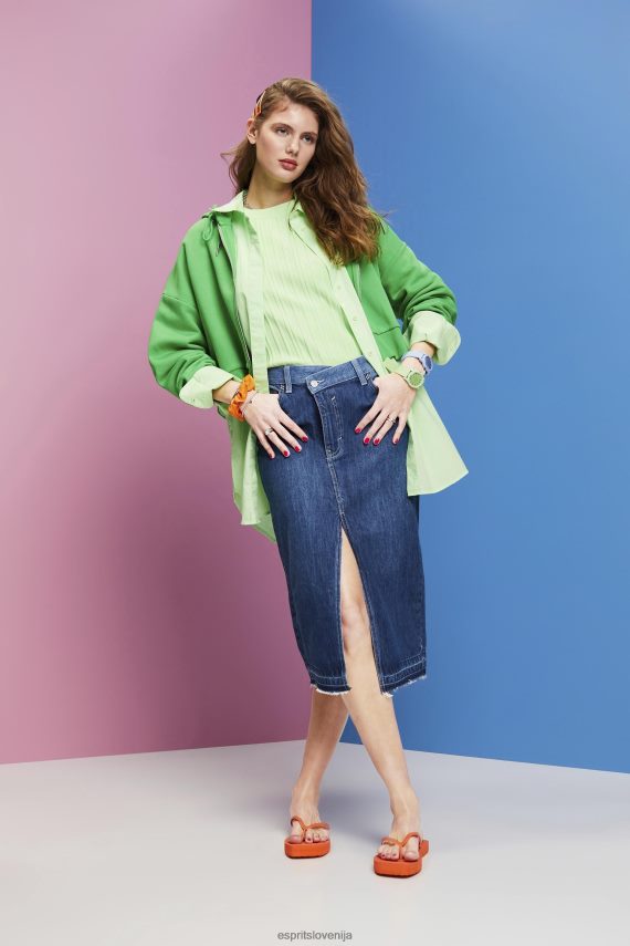 krila sl Esprit ženske midi krilo z asimetričnim pasom modro temno pranje 6X446209