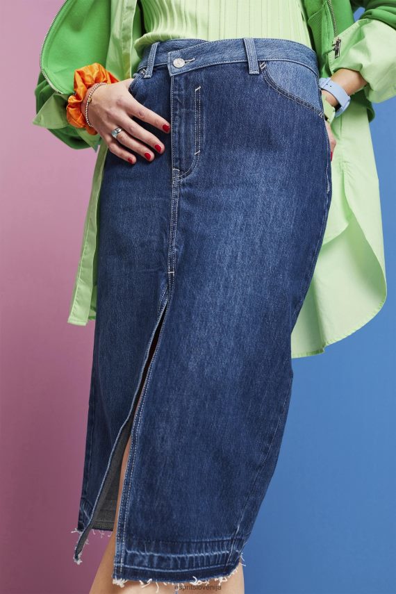 krila sl Esprit ženske midi krilo z asimetričnim pasom modro temno pranje 6X446209