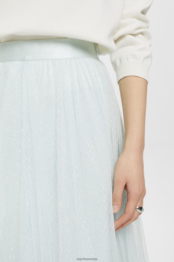 krila sl Esprit ženske midi krilo z učinkom bleščic svetlo vodno zelena 6X446268