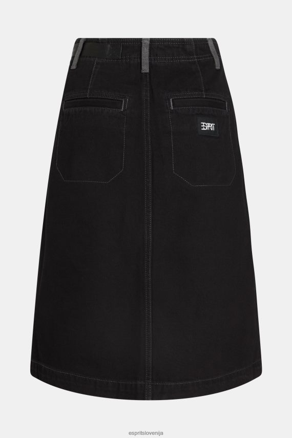 krila sl Esprit ženske midi krilo z zaponko v pasu Črna 6X446363