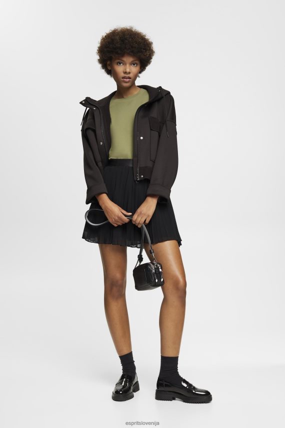 majice s kratkimi rokavi sl Esprit ženske bombažna majica s kratkimi rokavi z izvezenim logotipom olivno 6X446149