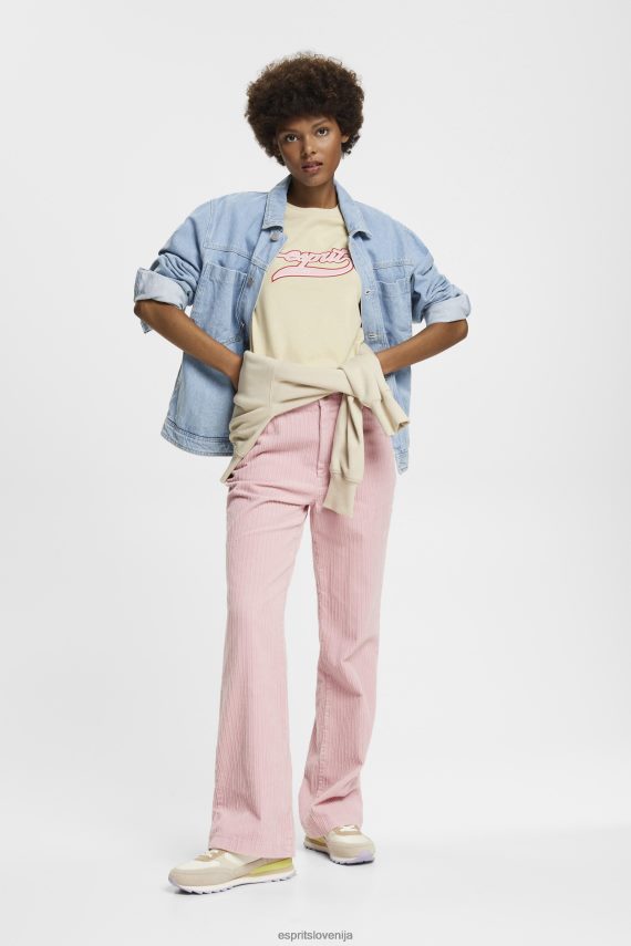 majice s kratkimi rokavi sl Esprit ženske bombažna majica s potiskanim logotipom bež 6X446143