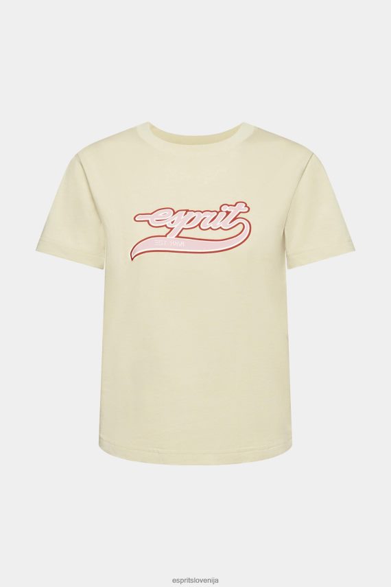 majice s kratkimi rokavi sl Esprit ženske bombažna majica s potiskanim logotipom bež 6X446143