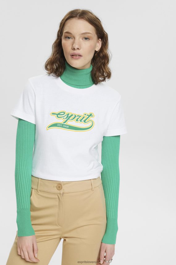 majice s kratkimi rokavi sl Esprit ženske bombažna majica s potiskanim logotipom bela 6X446142