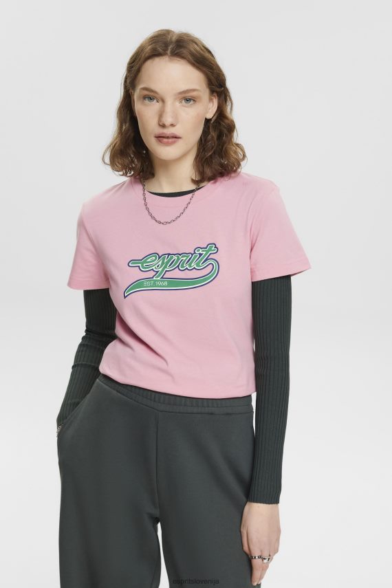 majice s kratkimi rokavi sl Esprit ženske bombažna majica s potiskanim logotipom roza 6X446146