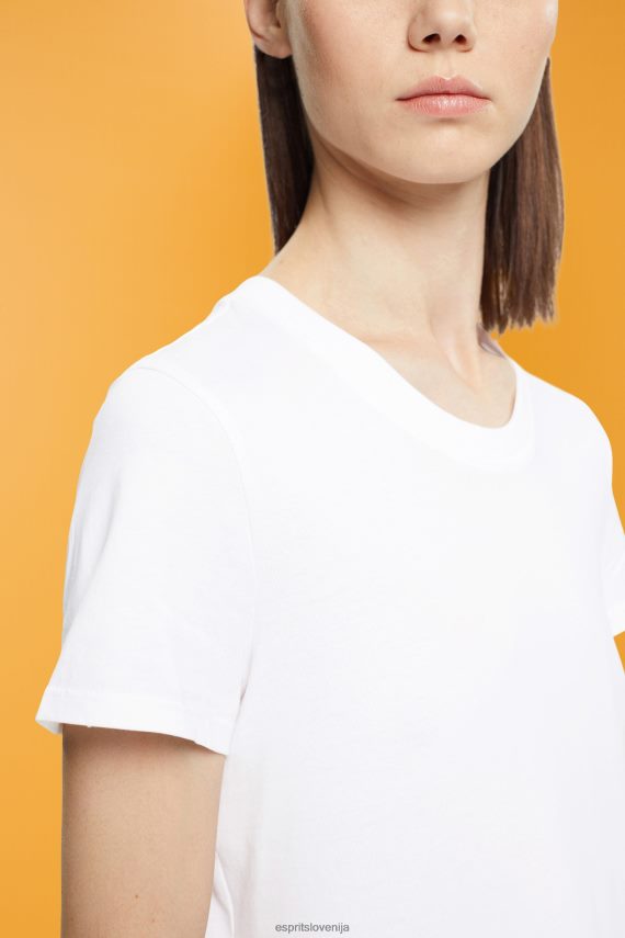 majice s kratkimi rokavi sl Esprit ženske bombažna majica z okroglim izrezom bela 6X446456