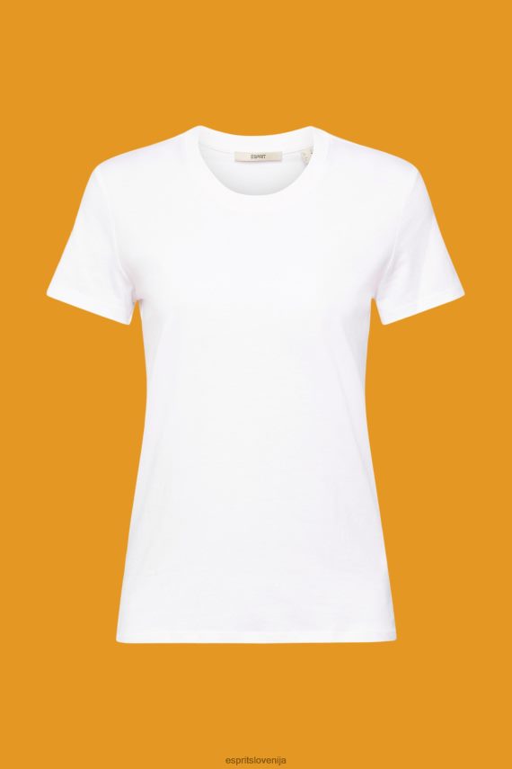 majice s kratkimi rokavi sl Esprit ženske bombažna majica z okroglim izrezom bela 6X446456