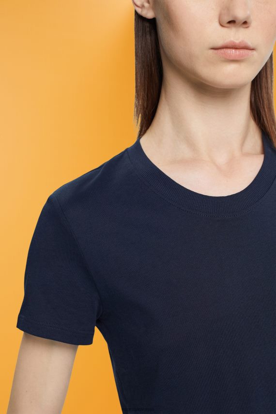 majice s kratkimi rokavi sl Esprit ženske bombažna majica z okroglim izrezom mornarica 6X446459