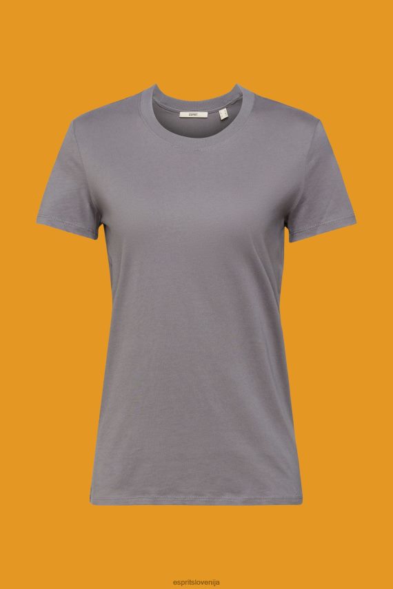 majice s kratkimi rokavi sl Esprit ženske bombažna majica z okroglim izrezom srednje siva 6X446455