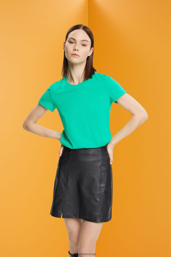 majice s kratkimi rokavi sl Esprit ženske bombažna majica z okroglim izrezom svetlo zelena 6X446458