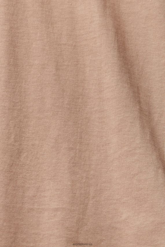 majice s kratkimi rokavi sl Esprit ženske bombažna majica z okroglim izrezom taupe 6X446457