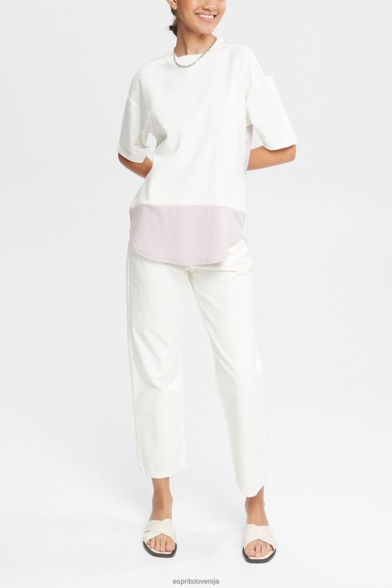 majice s kratkimi rokavi sl Esprit ženske dvobarvna majica s kratkimi rokavi umazano bela 6X446393