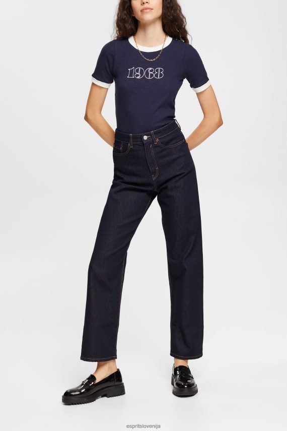 majice s kratkimi rokavi sl Esprit ženske majica s tiskom mornarica 6X446543