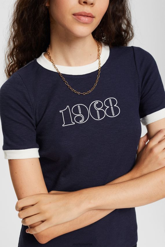 majice s kratkimi rokavi sl Esprit ženske majica s tiskom mornarica 6X446543