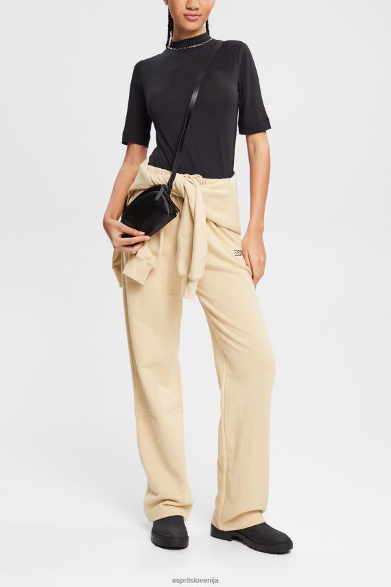 majice s kratkimi rokavi sl Esprit ženske majica s trakom ovratnika, tencel Črna 6X446374