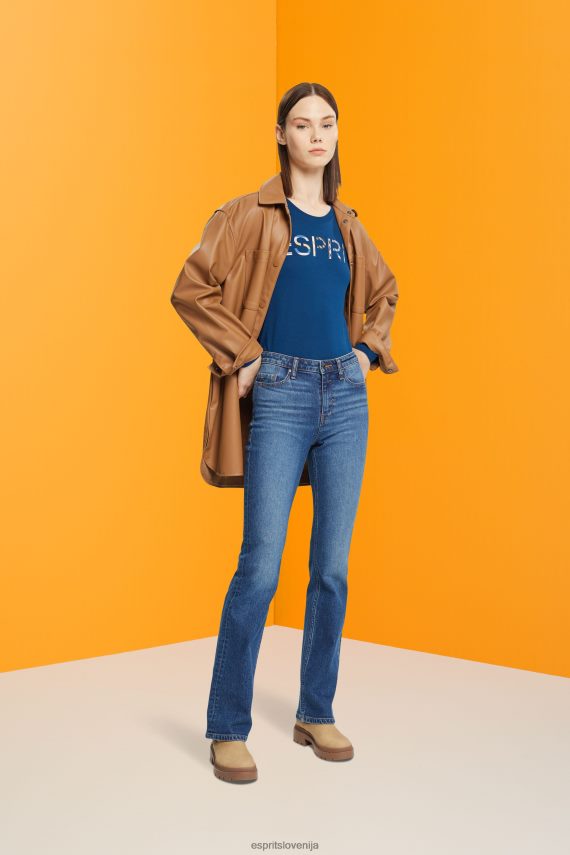 majice s kratkimi rokavi sl Esprit ženske majica z dolgimi rokavi in ​​logotipom petrol modra 6X446462