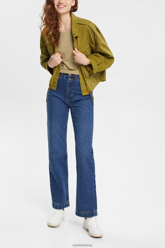 majice s kratkimi rokavi sl Esprit ženske majica z izvezenim motivom bledo kaki 6X446557