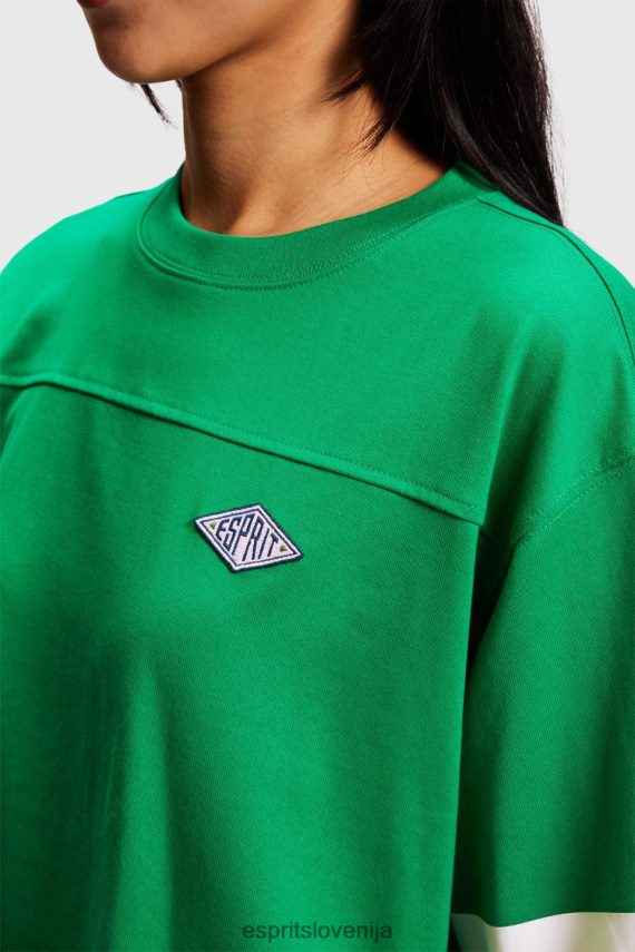 majice s kratkimi rokavi sl Esprit ženske majica z logotipom univerze za ragbi smaragdno zelena 6X446413