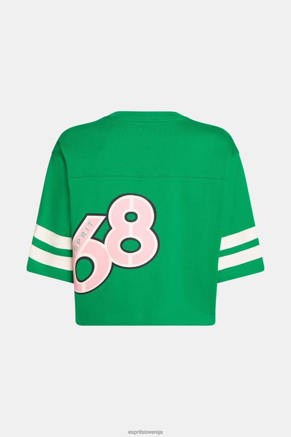 majice s kratkimi rokavi sl Esprit ženske majica z logotipom univerze za ragbi smaragdno zelena 6X446413