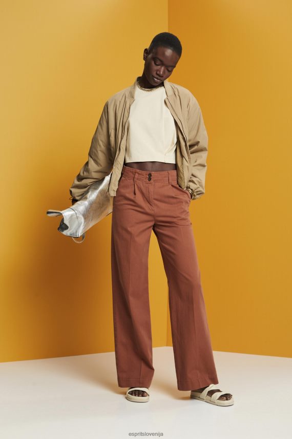 majice s kratkimi rokavi sl Esprit ženske odrezana majica z okroglim izrezom bež 6X446195