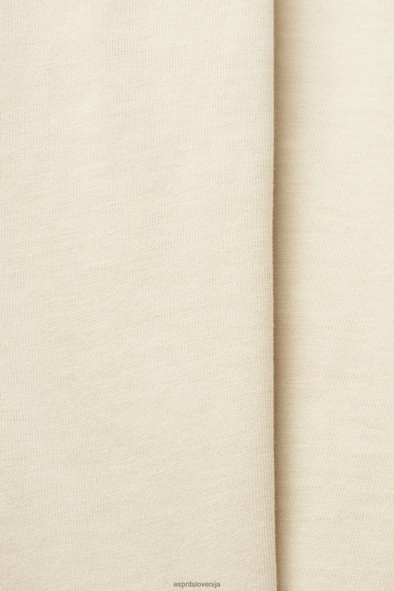 majice s kratkimi rokavi sl Esprit ženske odrezana majica z okroglim izrezom bež 6X446195