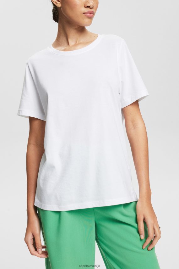 majice s kratkimi rokavi sl Esprit ženske osnovna majica iz 100% organskega bombaža bela 6X446513