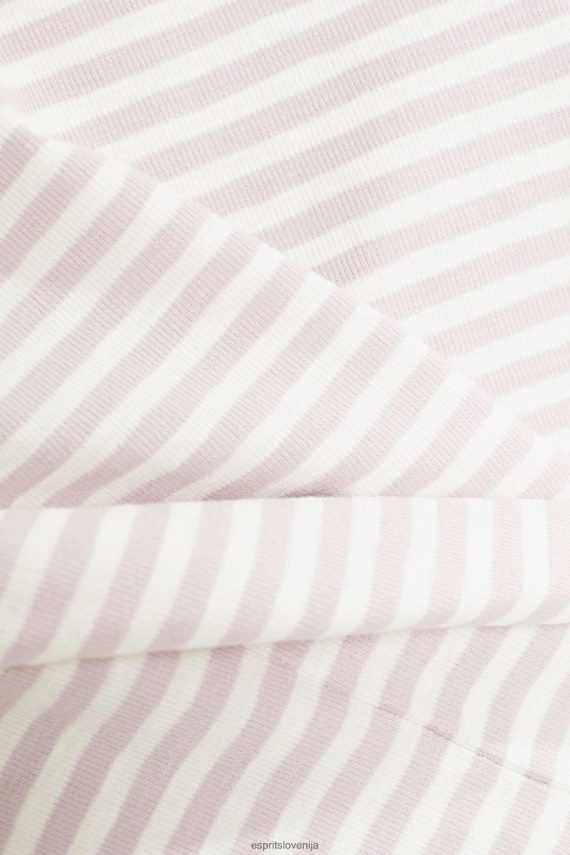 majice s kratkimi rokavi sl Esprit ženske črtasta majica z logotipom sivka 6X446538