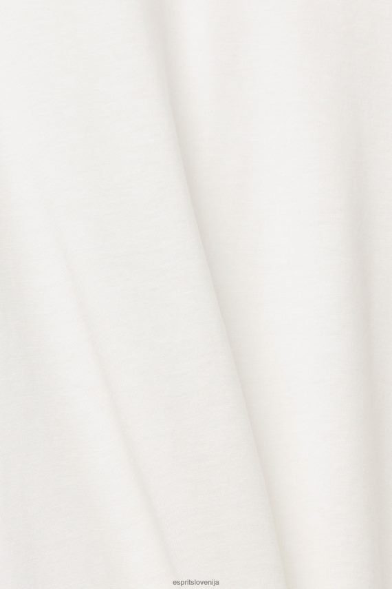 majice s kratkimi rokavi sl Esprit ženske s tencelom: majica s pasastim ovratnikom umazano bela 6X446562