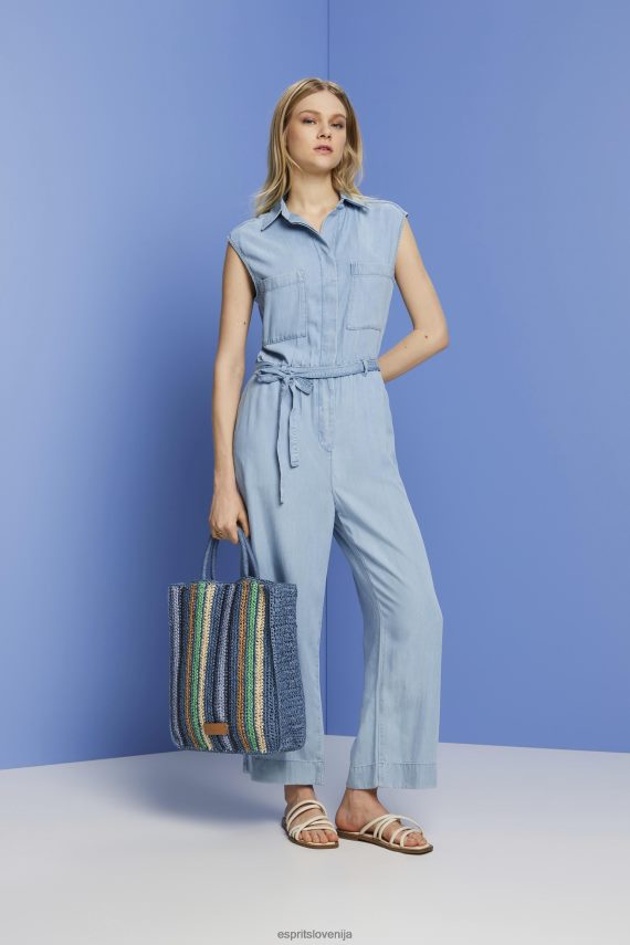 obleka sl Esprit ženske dolg kombinezon v denim videzu, tencel pranje modre svetlobe 6X44692
