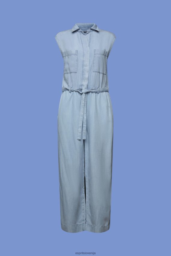 obleka sl Esprit ženske dolg kombinezon v denim videzu, tencel pranje modre svetlobe 6X44692
