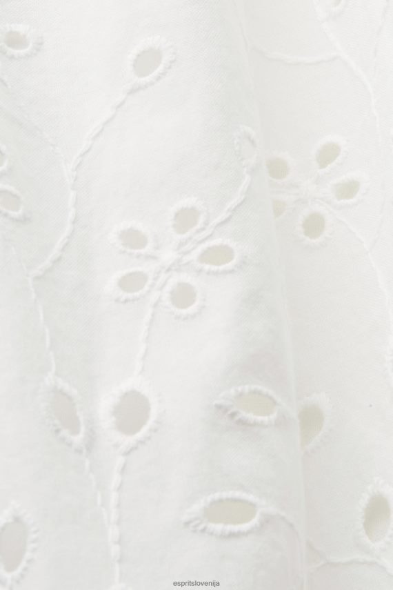 obleke sl Esprit ženske bombažna čipkasta obleka umazano bela 6X446191