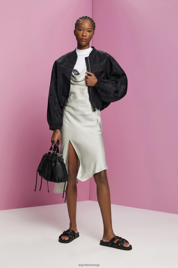 obleke sl Esprit ženske čipkasta midi obleka, lenzing ecovero svetlo siva 6X446216