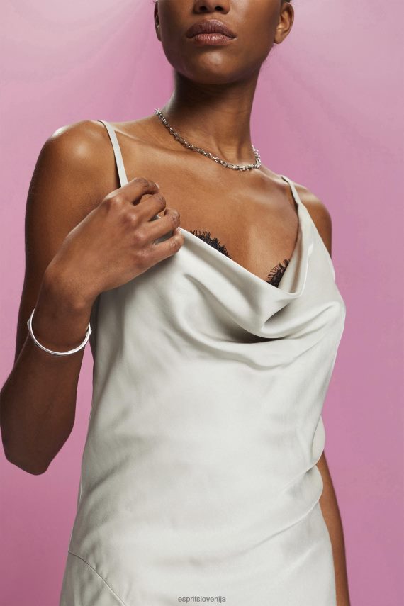 obleke sl Esprit ženske čipkasta midi obleka, lenzing ecovero svetlo siva 6X446216