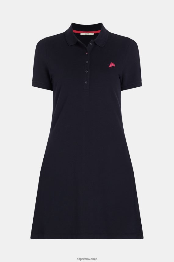 obleke sl Esprit ženske klasična polo obleka dolphin tennis club Črna 6X446504
