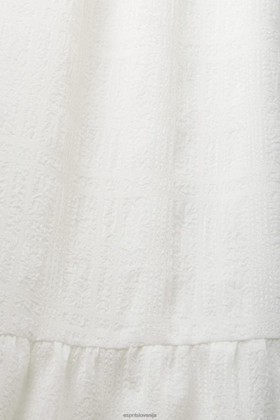 obleke sl Esprit ženske lahka midi obleka z balonastimi rokavi umazano bela 6X446294