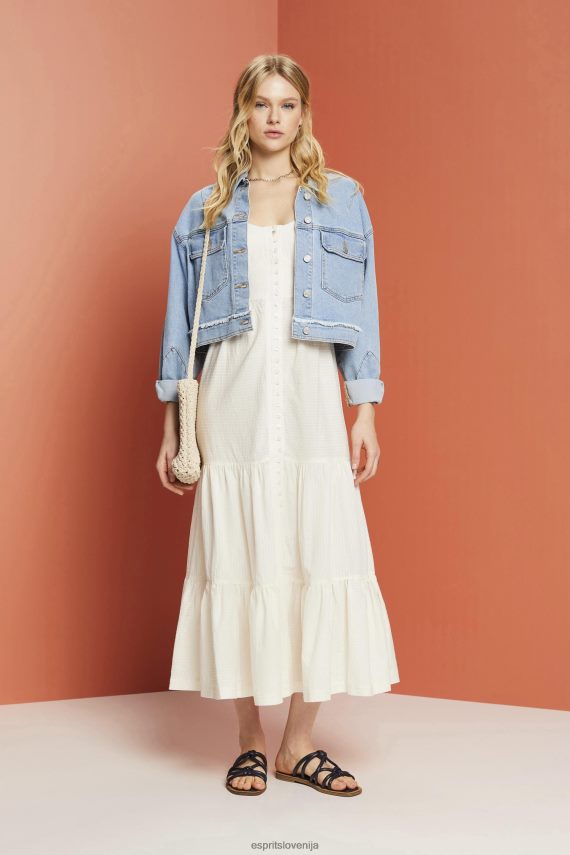 obleke sl Esprit ženske maxi obleka z naramnicami bela 6X446232