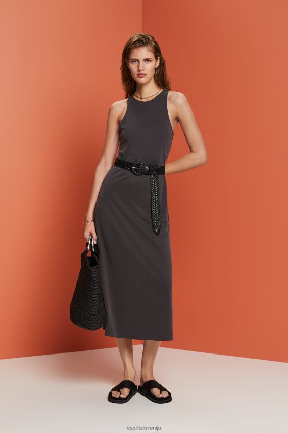obleke sl Esprit ženske midi obleka iz modalne mešanice antracit 6X44652