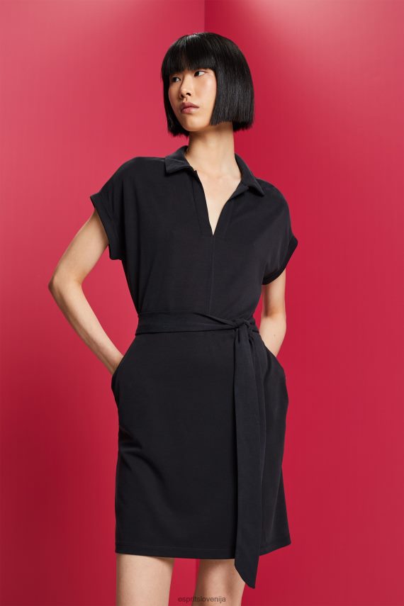 obleke sl Esprit ženske midi obleka z v izrezom antracit 6X44673