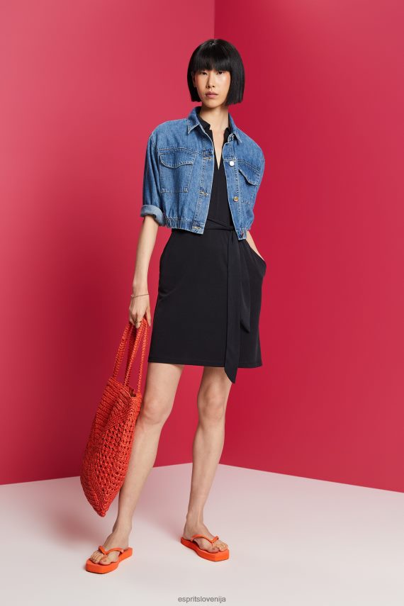 obleke sl Esprit ženske midi obleka z v izrezom antracit 6X44673